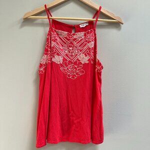 Love on a Hanger Women's Embroidered Cami Top Coral‎ Size Large